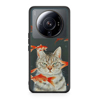 Thumbnail for Xiaomi 12S Ultra Cat Goldfish θήκη από τη Smartfits με σχέδιο στο πίσω μέρος και μαύρο περίβλημα | Smartphone case with colorful back and black bezels by Smartfits