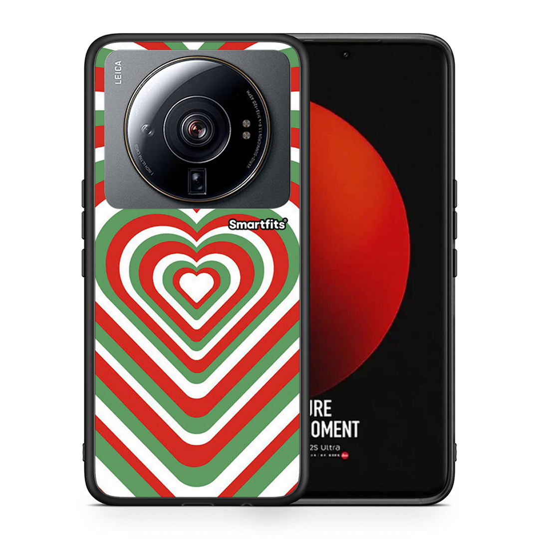 Θήκη Xiaomi 12S Ultra Christmas Hearts από τη Smartfits με σχέδιο στο πίσω μέρος και μαύρο περίβλημα | Xiaomi 12S Ultra Christmas Hearts case with colorful back and black bezels