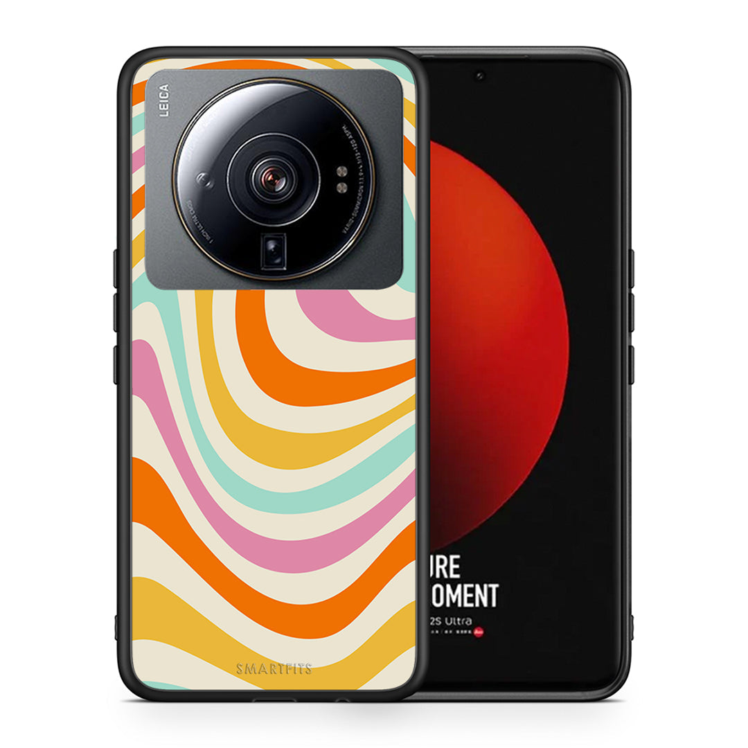 Θήκη Xiaomi 12S Ultra Colourful Waves από τη Smartfits με σχέδιο στο πίσω μέρος και μαύρο περίβλημα | Xiaomi 12S Ultra Colourful Waves case with colorful back and black bezels