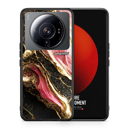 Θήκη Xiaomi 12S Ultra Glamorous Pink Marble από τη Smartfits με σχέδιο στο πίσω μέρος και μαύρο περίβλημα | Xiaomi 12S Ultra Glamorous Pink Marble case with colorful back and black bezels