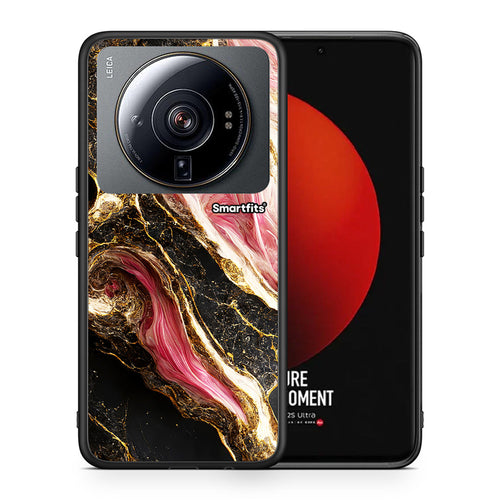 Θήκη Xiaomi 12S Ultra Glamorous Pink Marble από τη Smartfits με σχέδιο στο πίσω μέρος και μαύρο περίβλημα | Xiaomi 12S Ultra Glamorous Pink Marble case with colorful back and black bezels