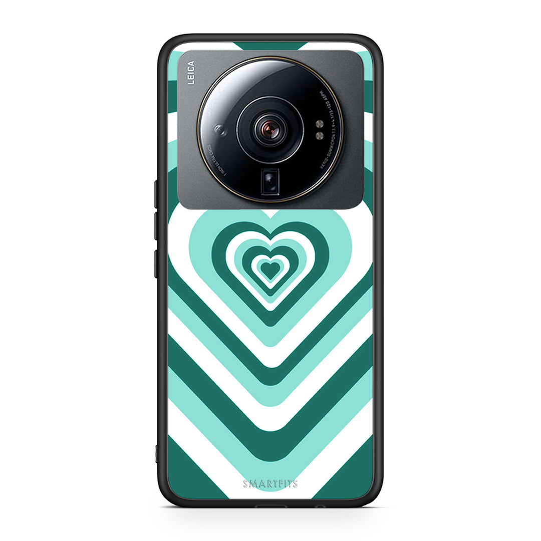 Xiaomi 12S Ultra Green Hearts θήκη από τη Smartfits με σχέδιο στο πίσω μέρος και μαύρο περίβλημα | Smartphone case with colorful back and black bezels by Smartfits