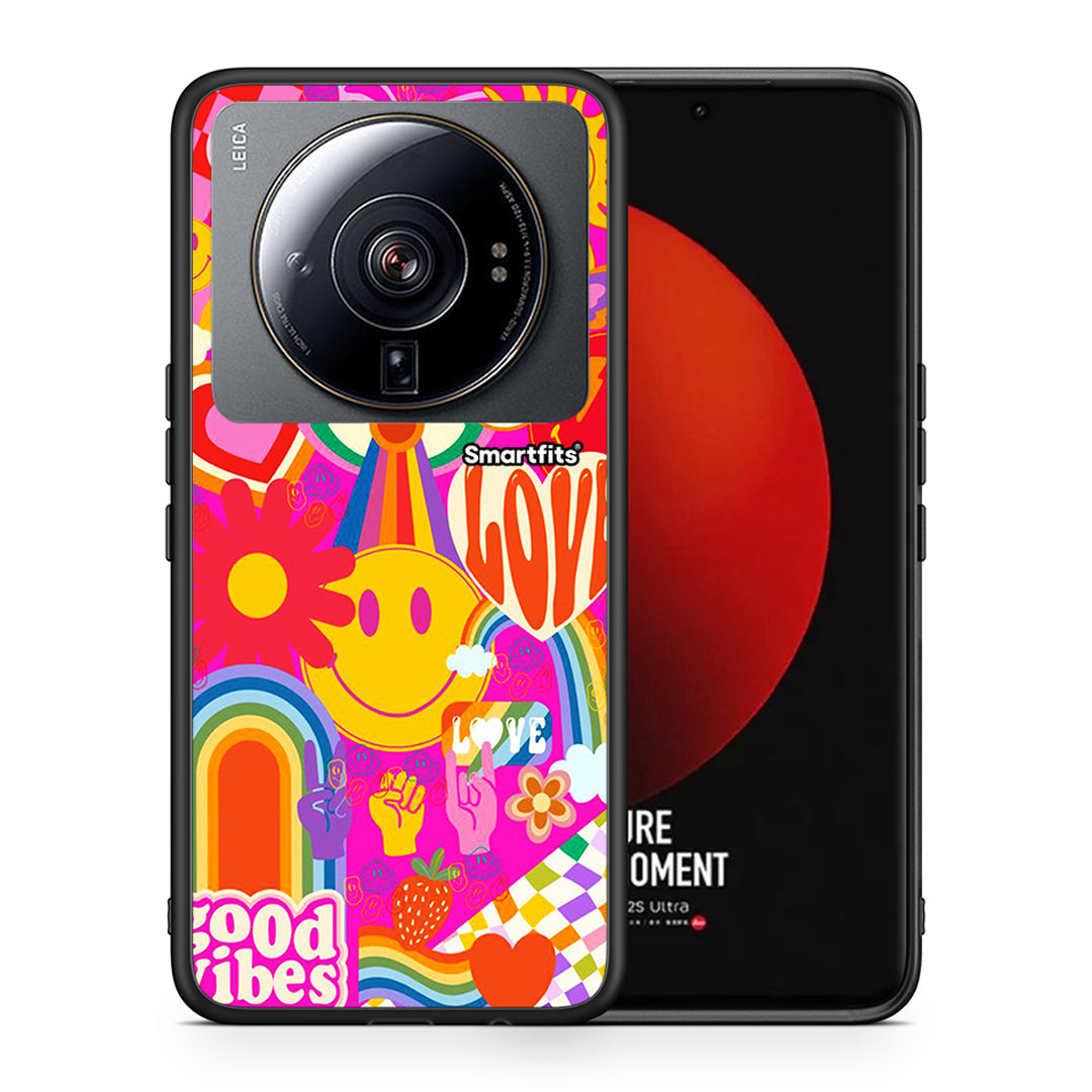 Θήκη Xiaomi 12S Ultra Hippie Love από τη Smartfits με σχέδιο στο πίσω μέρος και μαύρο περίβλημα | Xiaomi 12S Ultra Hippie Love case with colorful back and black bezels