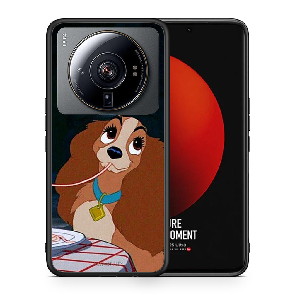 Θήκη Αγίου Βαλεντίνου Xiaomi 12S Ultra Lady And Tramp 2 από τη Smartfits με σχέδιο στο πίσω μέρος και μαύρο περίβλημα | Xiaomi 12S Ultra Lady And Tramp 2 case with colorful back and black bezels
