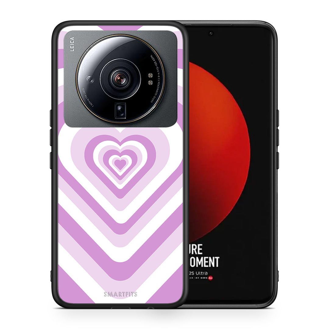 Θήκη Xiaomi 12S Ultra Lilac Hearts από τη Smartfits με σχέδιο στο πίσω μέρος και μαύρο περίβλημα | Xiaomi 12S Ultra Lilac Hearts case with colorful back and black bezels