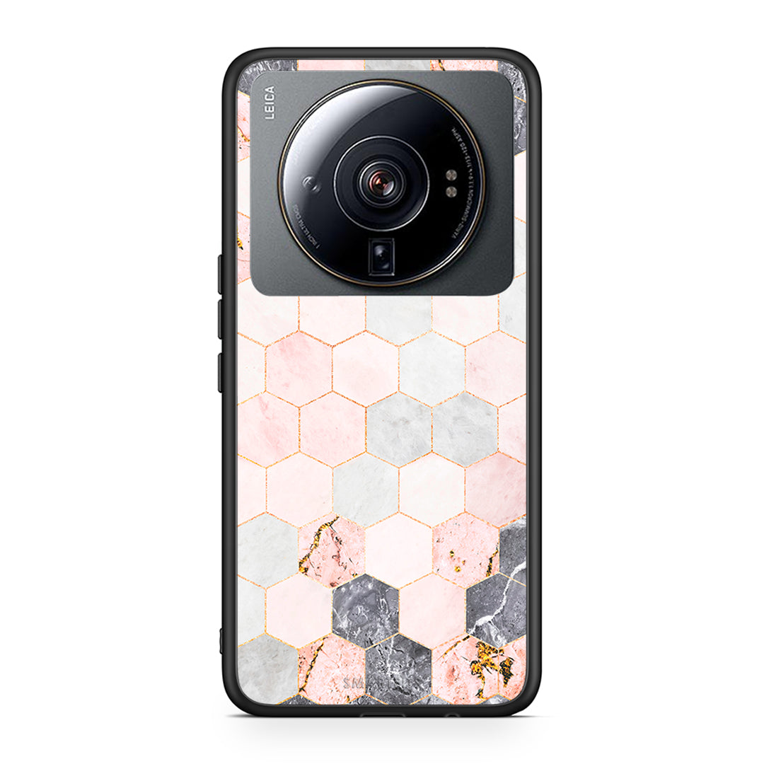 4 - Xiaomi 12S Ultra Hexagon Pink Marble case, cover, bumper