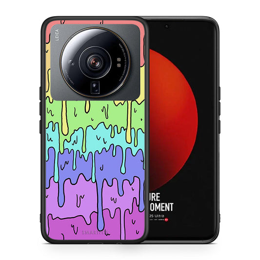 Θήκη Xiaomi 12S Ultra Melting Rainbow από τη Smartfits με σχέδιο στο πίσω μέρος και μαύρο περίβλημα | Xiaomi 12S Ultra Melting Rainbow case with colorful back and black bezels