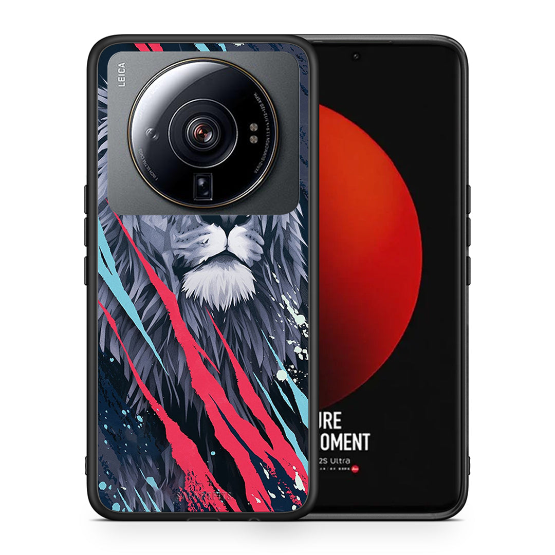 Θήκη Xiaomi 12S Ultra Lion Designer PopArt από τη Smartfits με σχέδιο στο πίσω μέρος και μαύρο περίβλημα | Xiaomi 12S Ultra Lion Designer PopArt case with colorful back and black bezels