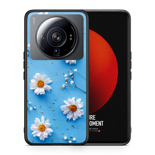 Θήκη Xiaomi 12S Ultra Real Daisies από τη Smartfits με σχέδιο στο πίσω μέρος και μαύρο περίβλημα | Xiaomi 12S Ultra Real Daisies case with colorful back and black bezels