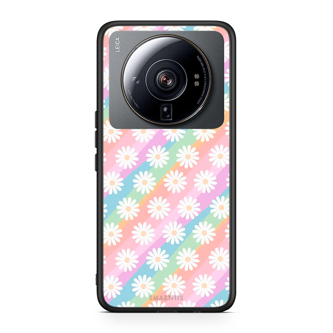 Xiaomi 12S Ultra White Daisies θήκη από τη Smartfits με σχέδιο στο πίσω μέρος και μαύρο περίβλημα | Smartphone case with colorful back and black bezels by Smartfits