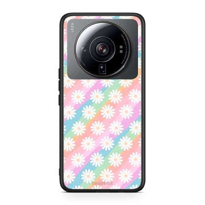 Xiaomi 12S Ultra White Daisies θήκη από τη Smartfits με σχέδιο στο πίσω μέρος και μαύρο περίβλημα | Smartphone case with colorful back and black bezels by Smartfits
