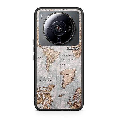 Xiaomi 12S Ultra World Map θήκη από τη Smartfits με σχέδιο στο πίσω μέρος και μαύρο περίβλημα | Smartphone case with colorful back and black bezels by Smartfits