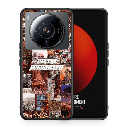 Θήκη Xiaomi 12S Ultra Xmas Collage από τη Smartfits με σχέδιο στο πίσω μέρος και μαύρο περίβλημα | Xiaomi 12S Ultra Xmas Collage case with colorful back and black bezels