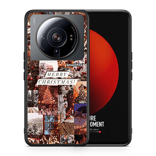Θήκη Xiaomi 12S Ultra Xmas Collage από τη Smartfits με σχέδιο στο πίσω μέρος και μαύρο περίβλημα | Xiaomi 12S Ultra Xmas Collage case with colorful back and black bezels