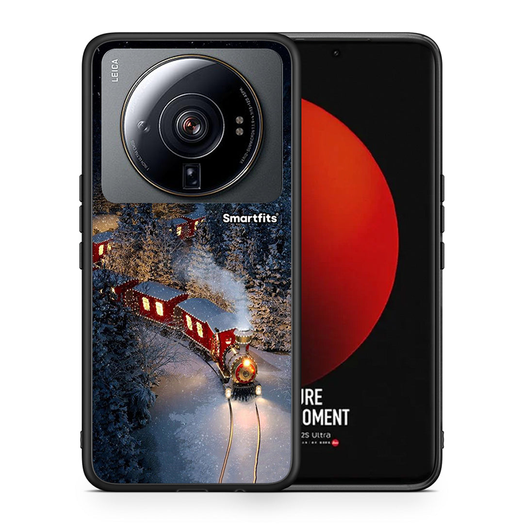 Θήκη Xiaomi 12S Ultra Xmas Train από τη Smartfits με σχέδιο στο πίσω μέρος και μαύρο περίβλημα | Xiaomi 12S Ultra Xmas Train case with colorful back and black bezels