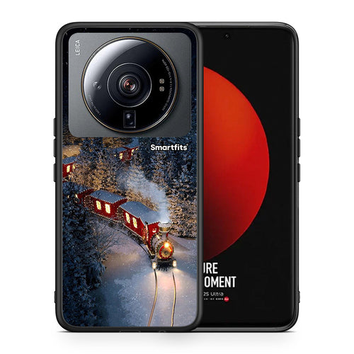 Θήκη Xiaomi 12S Ultra Xmas Train από τη Smartfits με σχέδιο στο πίσω μέρος και μαύρο περίβλημα | Xiaomi 12S Ultra Xmas Train case with colorful back and black bezels