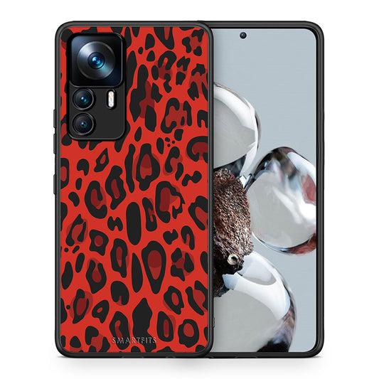 Θήκη Xiaomi 12T / K50 Ultra Red Leopard Animal από τη Smartfits με σχέδιο στο πίσω μέρος και μαύρο περίβλημα | Xiaomi 12T / K50 Ultra Red Leopard Animal case with colorful back and black bezels