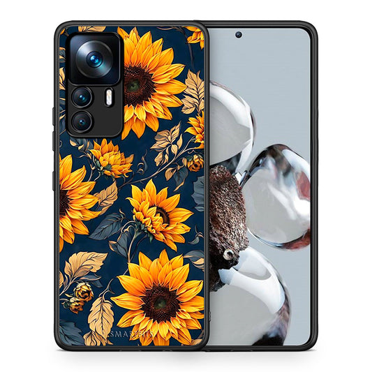 Θήκη Xiaomi 12T / K50 Ultra Autumn Sunflowers από τη Smartfits με σχέδιο στο πίσω μέρος και μαύρο περίβλημα | Xiaomi 12T / K50 Ultra Autumn Sunflowers case with colorful back and black bezels