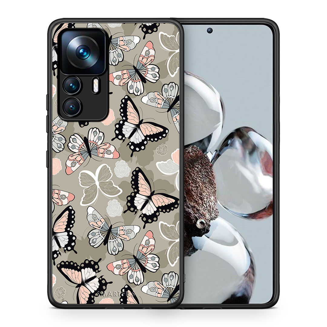 Θήκη Xiaomi 12T / K50 Ultra Butterflies Boho από τη Smartfits με σχέδιο στο πίσω μέρος και μαύρο περίβλημα | Xiaomi 12T / K50 Ultra Butterflies Boho case with colorful back and black bezels