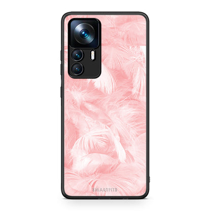 33 - Xiaomi 12T / K50 Ultra Pink Feather Boho case, cover, bumper