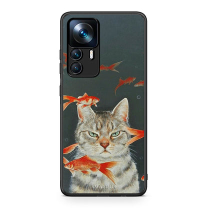 Xiaomi 12T / K50 Ultra Cat Goldfish θήκη από τη Smartfits με σχέδιο στο πίσω μέρος και μαύρο περίβλημα | Smartphone case with colorful back and black bezels by Smartfits