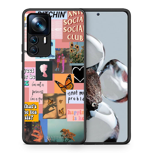 Θήκη Αγίου Βαλεντίνου Xiaomi 12T / K50 Ultra Collage Bitchin από τη Smartfits με σχέδιο στο πίσω μέρος και μαύρο περίβλημα | Xiaomi 12T / K50 Ultra Collage Bitchin case with colorful back and black bezels
