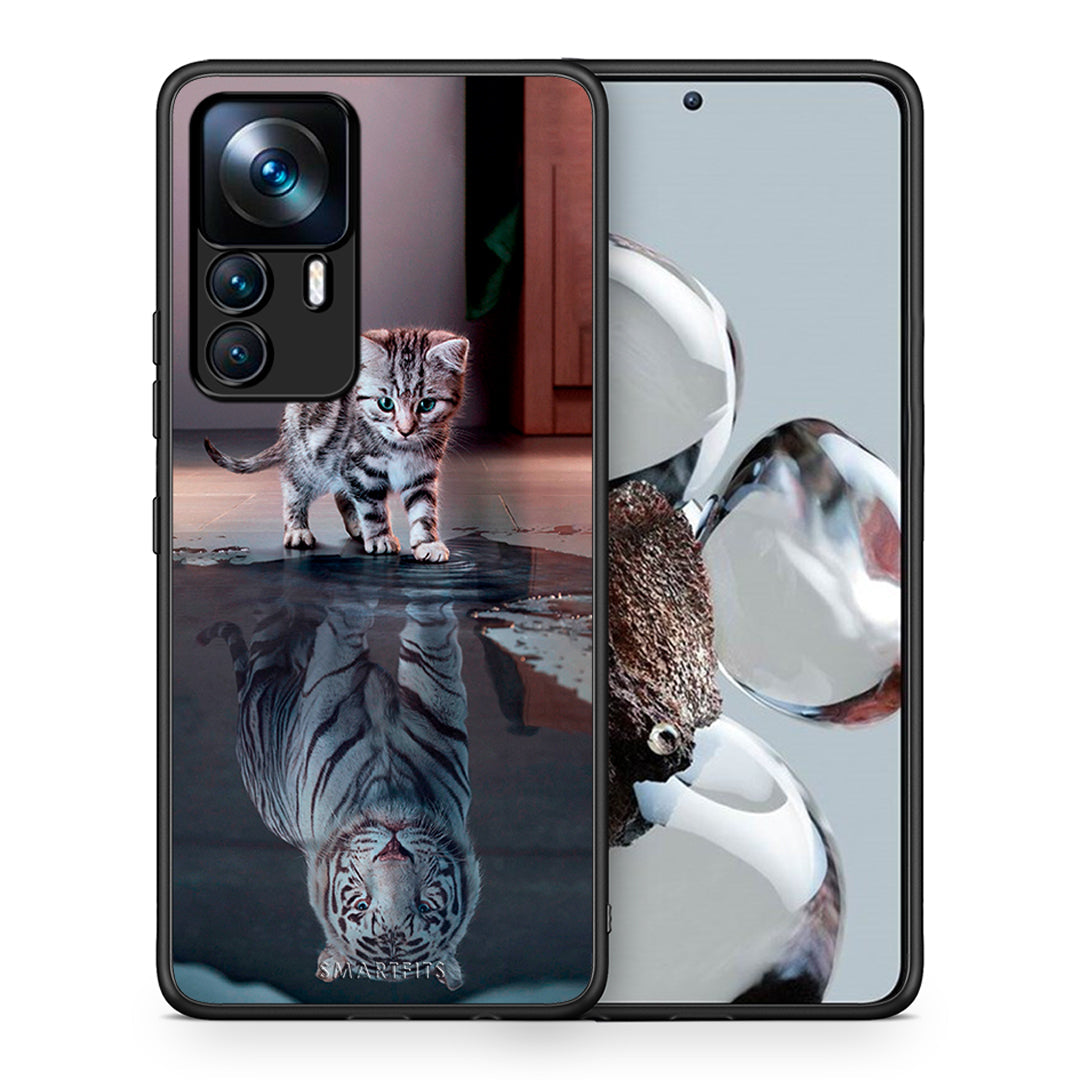 Θήκη Xiaomi 12T / K50 Ultra Tiger Cute από τη Smartfits με σχέδιο στο πίσω μέρος και μαύρο περίβλημα | Xiaomi 12T / K50 Ultra Tiger Cute case with colorful back and black bezels