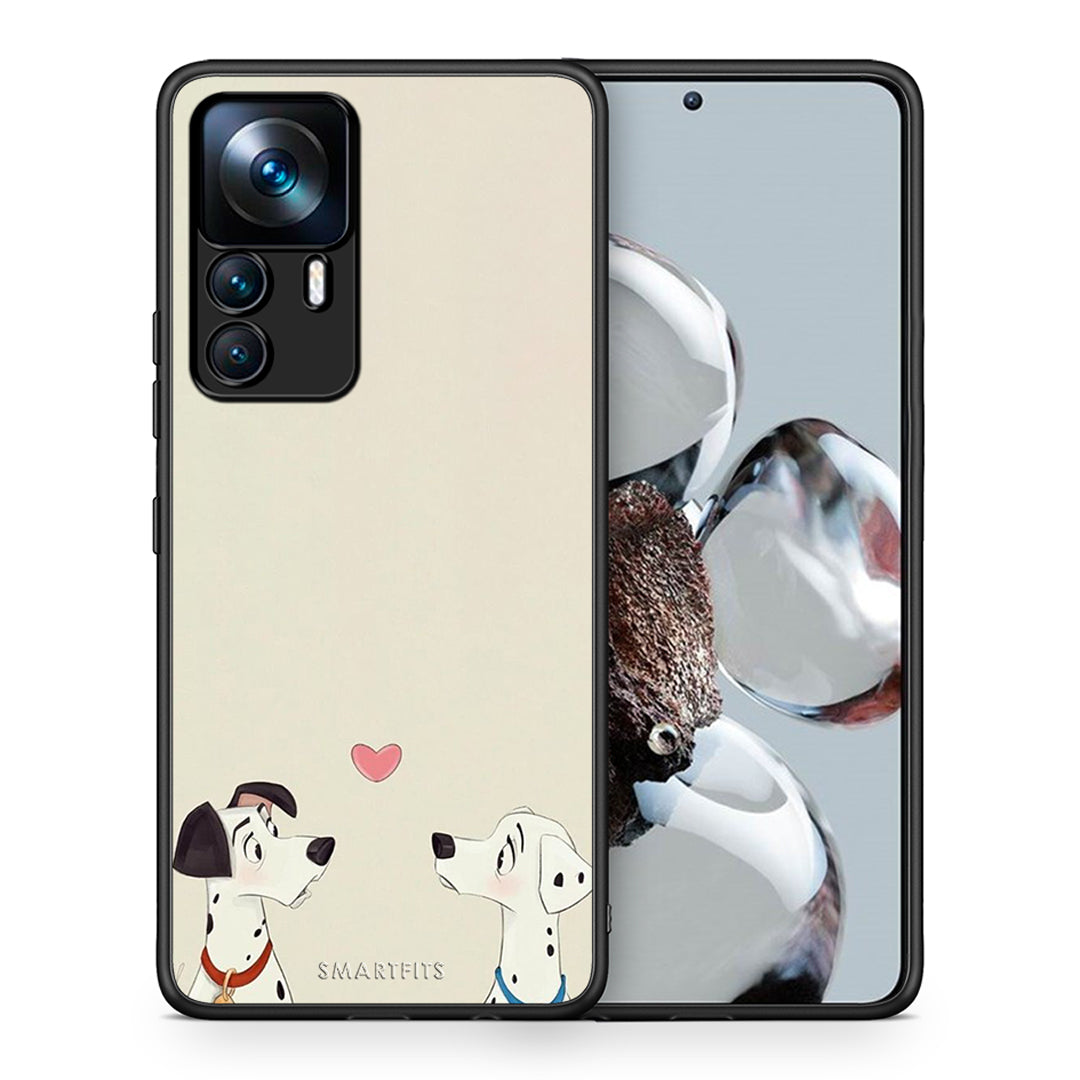 Θήκη Xiaomi 12T / K50 Ultra Dalmatians Love από τη Smartfits με σχέδιο στο πίσω μέρος και μαύρο περίβλημα | Xiaomi 12T / K50 Ultra Dalmatians Love case with colorful back and black bezels