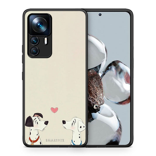 Θήκη Xiaomi 12T / K50 Ultra Dalmatians Love από τη Smartfits με σχέδιο στο πίσω μέρος και μαύρο περίβλημα | Xiaomi 12T / K50 Ultra Dalmatians Love case with colorful back and black bezels