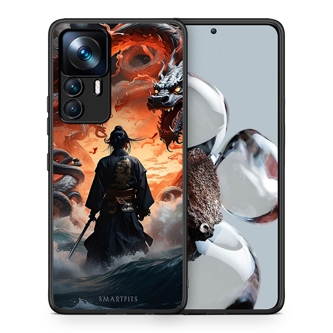 Θήκη Xiaomi 12T / K50 Ultra Dragons Fight από τη Smartfits με σχέδιο στο πίσω μέρος και μαύρο περίβλημα | Xiaomi 12T / K50 Ultra Dragons Fight case with colorful back and black bezels