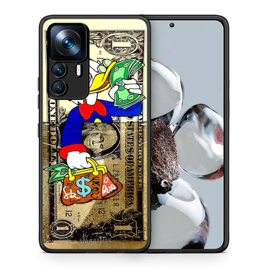 Θήκη Xiaomi 12T / K50 Ultra Duck Money από τη Smartfits με σχέδιο στο πίσω μέρος και μαύρο περίβλημα | Xiaomi 12T / K50 Ultra Duck Money case with colorful back and black bezels