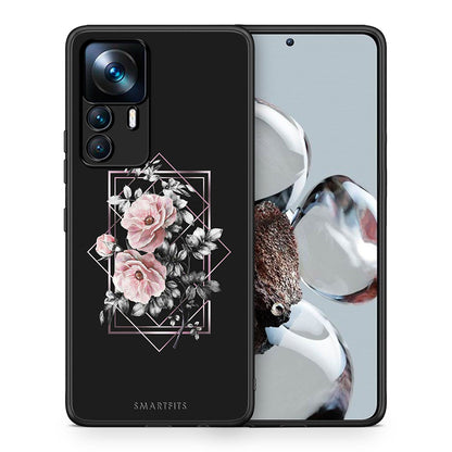 Θήκη Xiaomi 12T / K50 Ultra Frame Flower από τη Smartfits με σχέδιο στο πίσω μέρος και μαύρο περίβλημα | Xiaomi 12T / K50 Ultra Frame Flower case with colorful back and black bezels