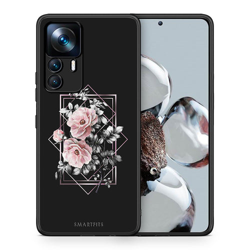 Θήκη Xiaomi 12T / K50 Ultra Frame Flower από τη Smartfits με σχέδιο στο πίσω μέρος και μαύρο περίβλημα | Xiaomi 12T / K50 Ultra Frame Flower case with colorful back and black bezels