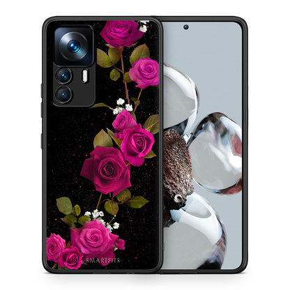 Θήκη Xiaomi 12T / K50 Ultra Red Roses Flower από τη Smartfits με σχέδιο στο πίσω μέρος και μαύρο περίβλημα | Xiaomi 12T / K50 Ultra Red Roses Flower case with colorful back and black bezels