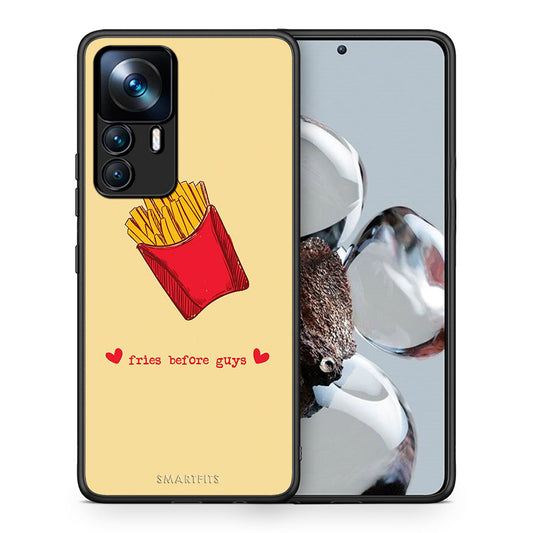 Θήκη Αγίου Βαλεντίνου Xiaomi 12T / K50 Ultra Fries Before Guys από τη Smartfits με σχέδιο στο πίσω μέρος και μαύρο περίβλημα | Xiaomi 12T / K50 Ultra Fries Before Guys case with colorful back and black bezels