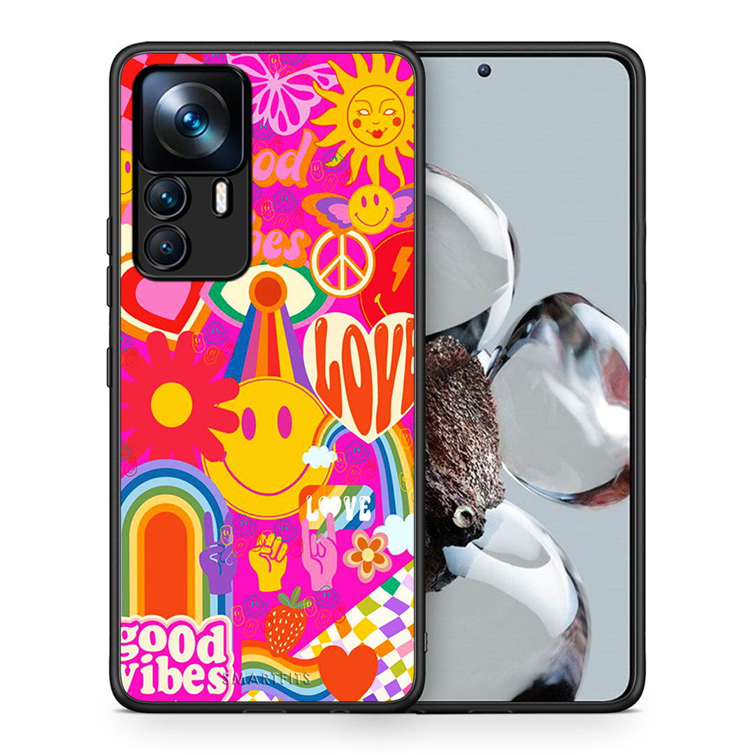 Θήκη Xiaomi 12T / K50 Ultra Hippie Love από τη Smartfits με σχέδιο στο πίσω μέρος και μαύρο περίβλημα | Xiaomi 12T / K50 Ultra Hippie Love case with colorful back and black bezels