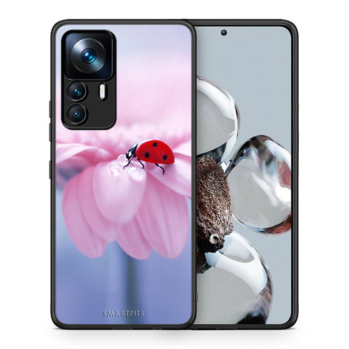 Θήκη Xiaomi 12T / K50 Ultra Ladybug Flower από τη Smartfits με σχέδιο στο πίσω μέρος και μαύρο περίβλημα | Xiaomi 12T / K50 Ultra Ladybug Flower case with colorful back and black bezels