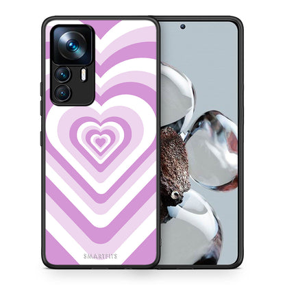 Θήκη Xiaomi 12T / K50 Ultra Lilac Hearts από τη Smartfits με σχέδιο στο πίσω μέρος και μαύρο περίβλημα | Xiaomi 12T / K50 Ultra Lilac Hearts case with colorful back and black bezels
