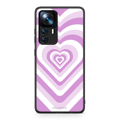 Xiaomi 12T / K50 Ultra Lilac Hearts θήκη από τη Smartfits με σχέδιο στο πίσω μέρος και μαύρο περίβλημα | Smartphone case with colorful back and black bezels by Smartfits