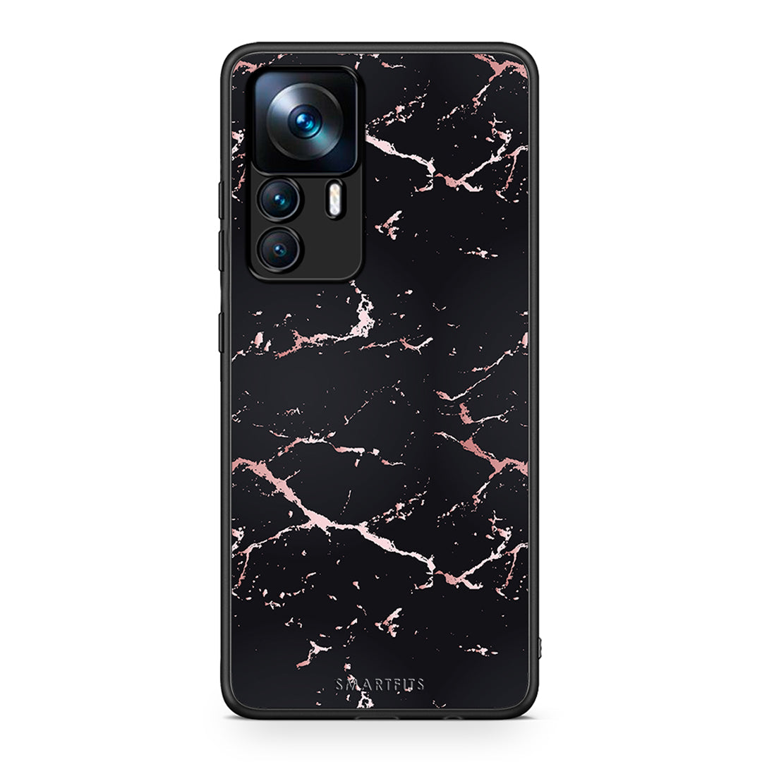 4 - Xiaomi 12T / K50 Ultra Black Rosegold Marble case, cover, bumper