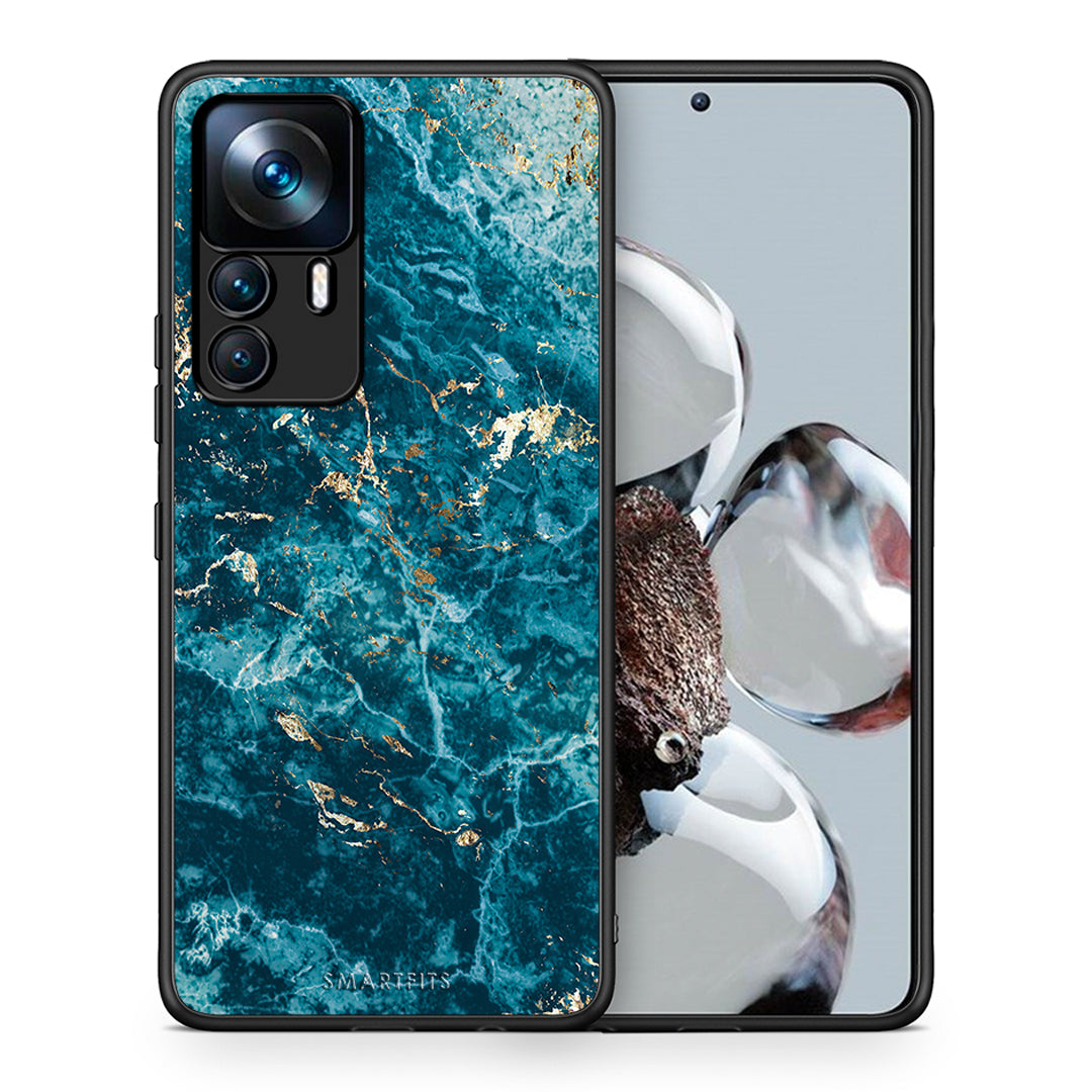 Θήκη Xiaomi 12T / K50 Ultra Marble Blue από τη Smartfits με σχέδιο στο πίσω μέρος και μαύρο περίβλημα | Xiaomi 12T / K50 Ultra Marble Blue case with colorful back and black bezels