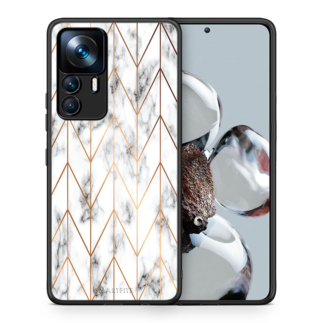Θήκη Xiaomi 12T / K50 Ultra Gold Geometric Marble από τη Smartfits με σχέδιο στο πίσω μέρος και μαύρο περίβλημα | Xiaomi 12T / K50 Ultra Gold Geometric Marble case with colorful back and black bezels