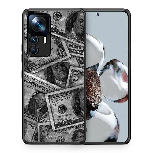 Θήκη Xiaomi 12T / K50 Ultra Money Dollars από τη Smartfits με σχέδιο στο πίσω μέρος και μαύρο περίβλημα | Xiaomi 12T / K50 Ultra Money Dollars case with colorful back and black bezels