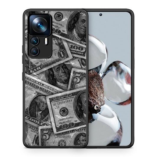 Θήκη Xiaomi 12T / K50 Ultra Money Dollars από τη Smartfits με σχέδιο στο πίσω μέρος και μαύρο περίβλημα | Xiaomi 12T / K50 Ultra Money Dollars case with colorful back and black bezels