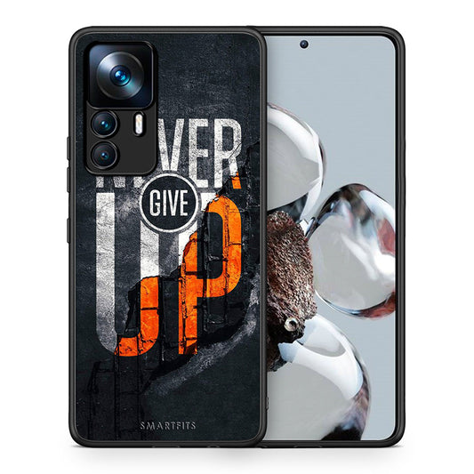 Θήκη Αγίου Βαλεντίνου Xiaomi 12T / K50 Ultra Never Give Up από τη Smartfits με σχέδιο στο πίσω μέρος και μαύρο περίβλημα | Xiaomi 12T / K50 Ultra Never Give Up case with colorful back and black bezels