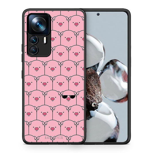 Θήκη Xiaomi 12T / K50 Ultra Pig Glasses από τη Smartfits με σχέδιο στο πίσω μέρος και μαύρο περίβλημα | Xiaomi 12T / K50 Ultra Pig Glasses case with colorful back and black bezels