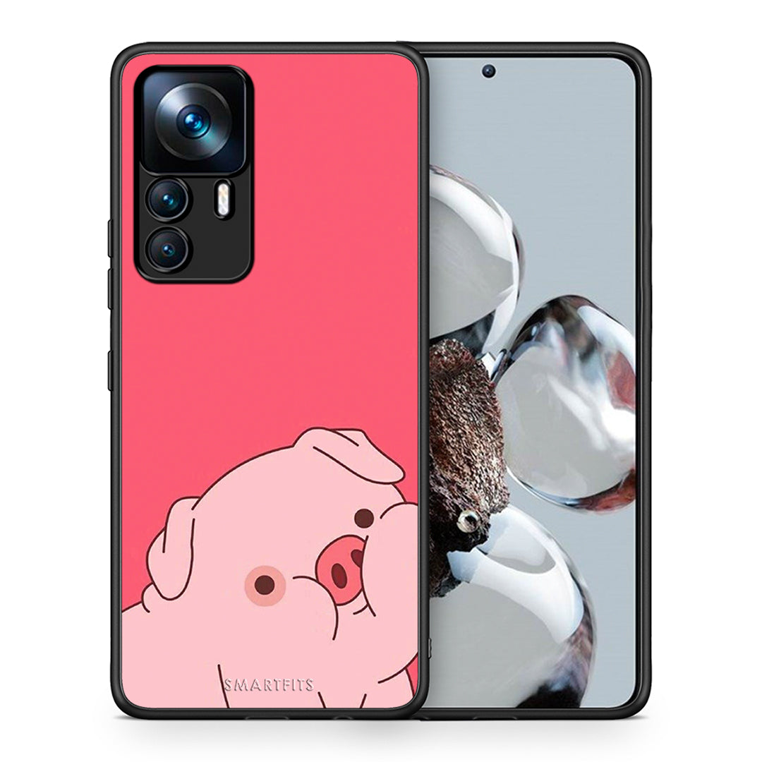 Θήκη Αγίου Βαλεντίνου Xiaomi 12T / K50 Ultra Pig Love 1 από τη Smartfits με σχέδιο στο πίσω μέρος και μαύρο περίβλημα | Xiaomi 12T / K50 Ultra Pig Love 1 case with colorful back and black bezels