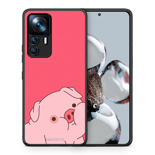 Θήκη Αγίου Βαλεντίνου Xiaomi 12T / K50 Ultra Pig Love 1 από τη Smartfits με σχέδιο στο πίσω μέρος και μαύρο περίβλημα | Xiaomi 12T / K50 Ultra Pig Love 1 case with colorful back and black bezels