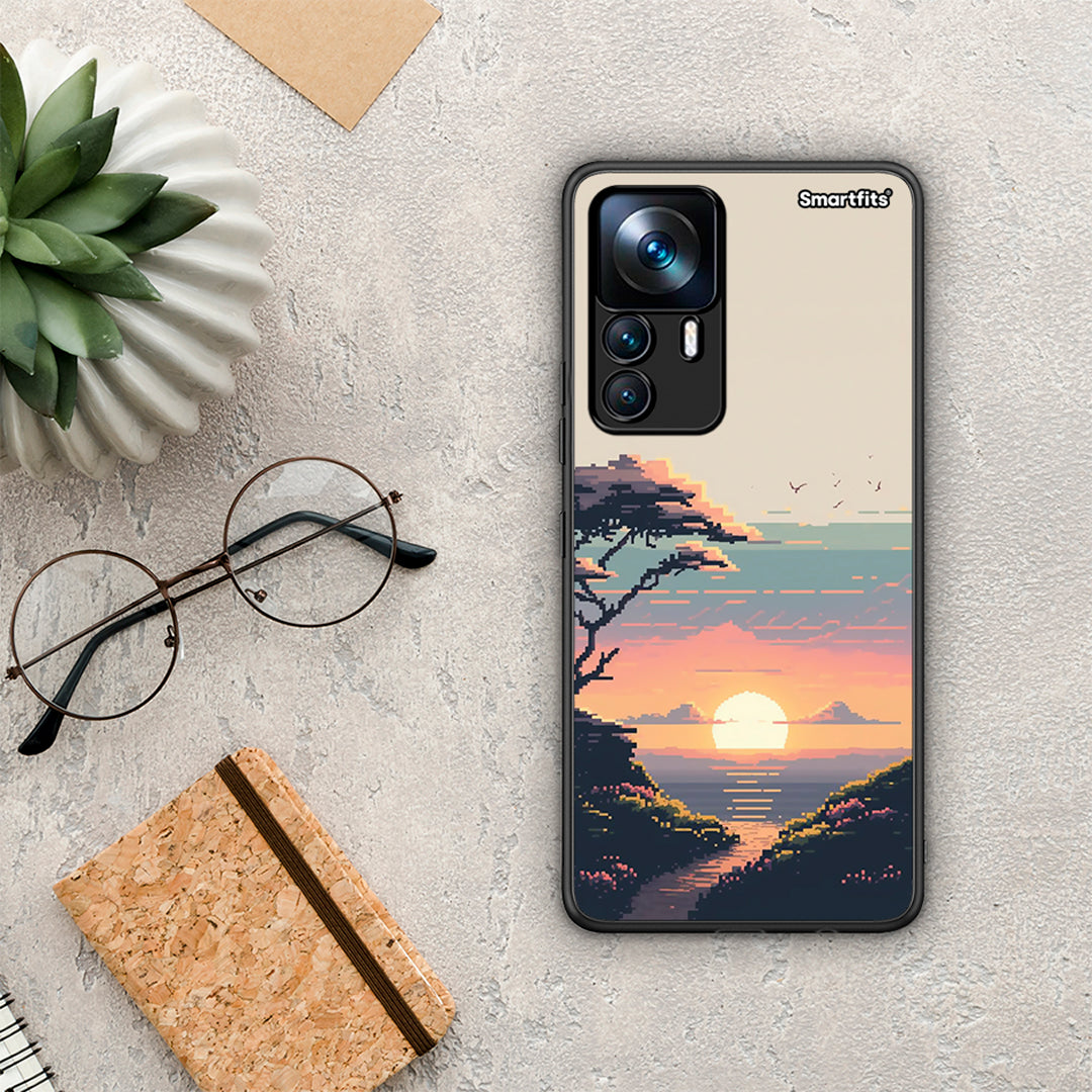 Xiaomi 12T / 12T Pro / K50 Ultra Pixel Sunset θήκη από τη Smartfits με σχέδιο στο πίσω μέρος και μαύρο περίβλημα | Smartphone case with colorful back and black bezels by Smartfits