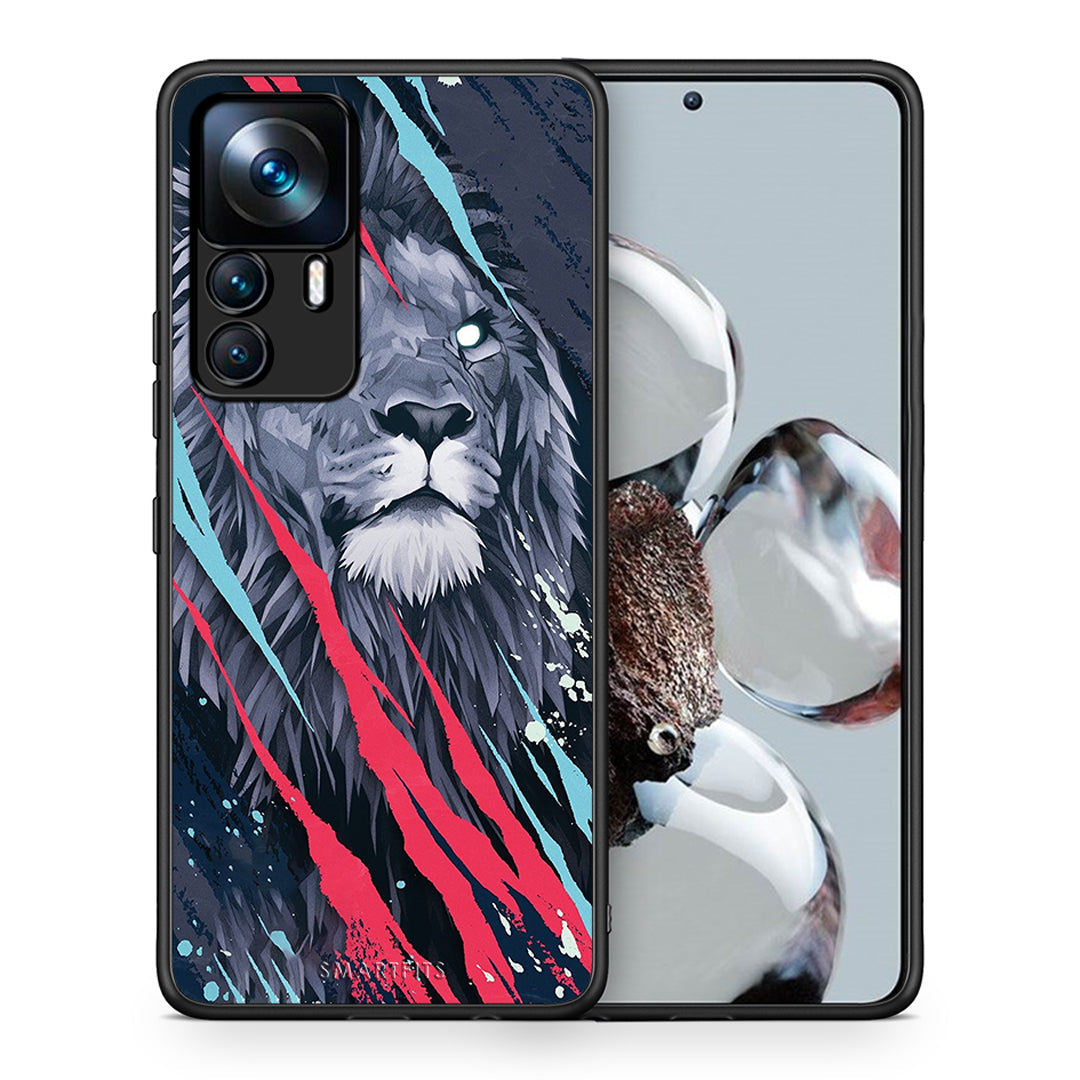 Θήκη Xiaomi 12T / K50 Ultra Lion Designer PopArt από τη Smartfits με σχέδιο στο πίσω μέρος και μαύρο περίβλημα | Xiaomi 12T / K50 Ultra Lion Designer PopArt case with colorful back and black bezels